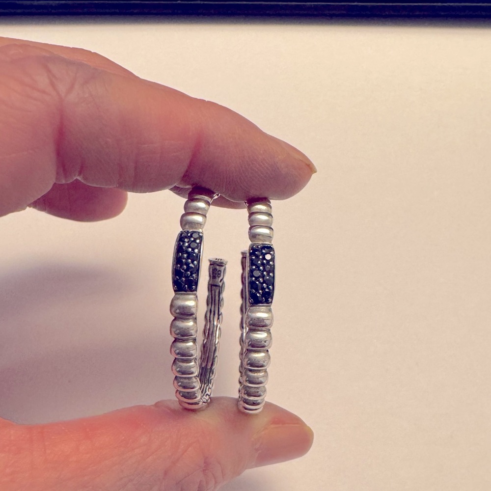 John Hardy Silver and Black Sapphire Earrings